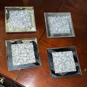 Elegant Silver and Black Coaster Set